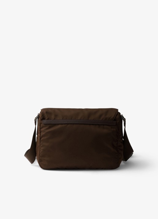Prada Re-Nylon schoudertas met logo - achterkant 6 donkerbruin
