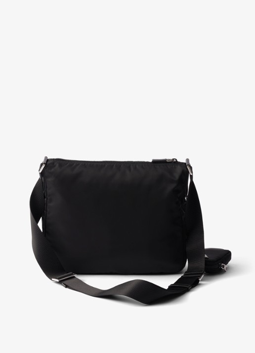 Prada Re-Nylon schoudertas met verstelbare schouderriem - achterkant 5 zwart