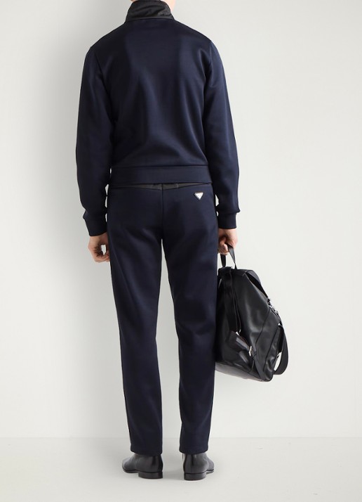 Prada Re-Nylon slim fit trackpants met siernaad - achterkant 3 donkerblauw