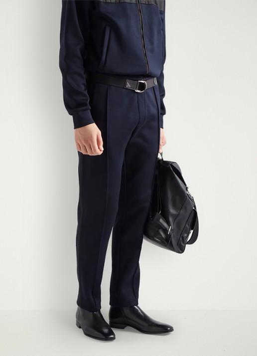 Prada Re-Nylon slim fit trackpants met siernaad - detail 4 donkerblauw