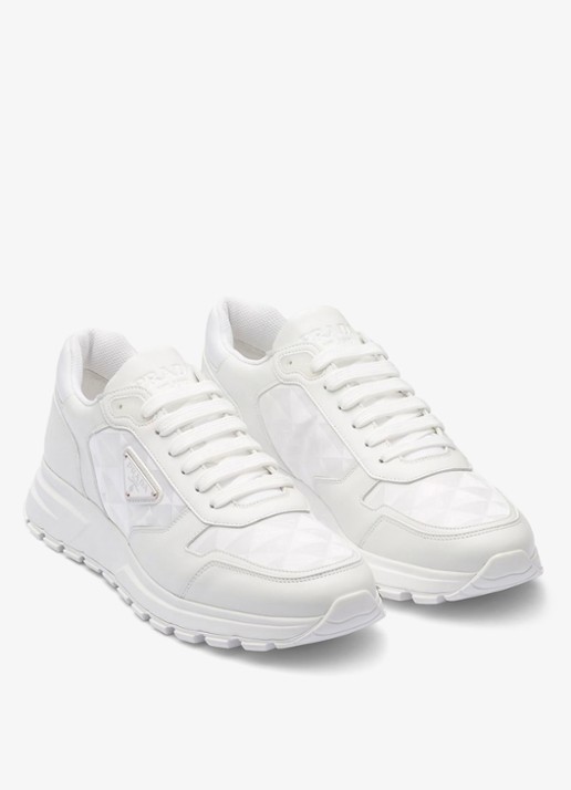 Prada Re-Nylon sneaker met leren details - detail 4 wit