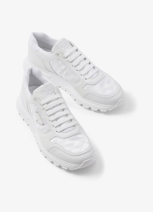 Prada Re-Nylon sneaker met leren details - detail 5 wit