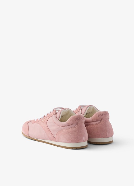Prada Re-Nylon sneaker met suède details - achterkant 6 oudroze