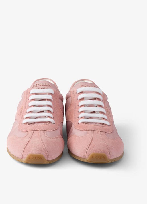 Prada Re-Nylon sneaker met suède details - detail 3 oudroze