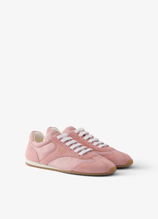 Prada Re-Nylon sneaker met suède details - voorkant 2 oudroze