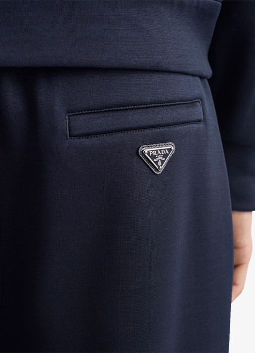 Prada Re-Nylon tapered fit trackpants met steekzakken - detail 2 donkerblauw