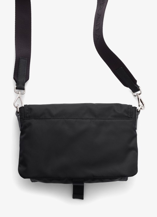 Prada Re-Nylon telefoonhoesje met afneembare schouderriem - achterkant zwart