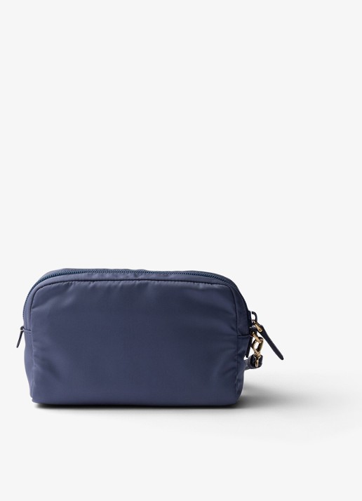 Prada Re-Nylon toilettas met leren details en logo - achterkant 5 donkerblauw