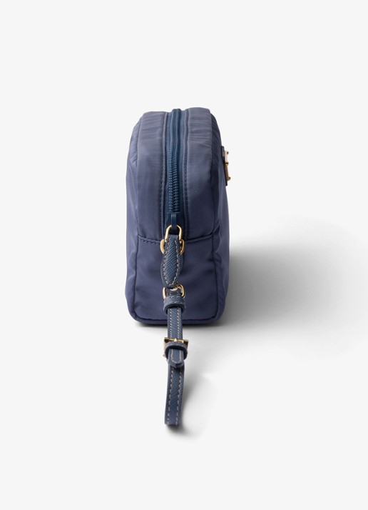 Prada Re-Nylon toilettas met leren details en logo - detail 3 donkerblauw