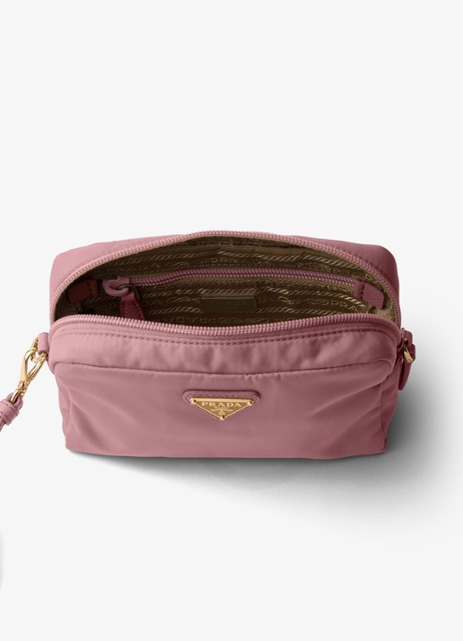 Prada Re-Nylon toilettas met leren details en logo - detail 2 oudroze
