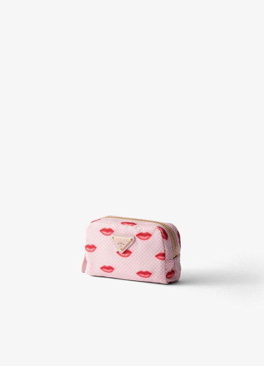 Prada Re-Nylon toilettas met print - voorkant 5 oudroze
