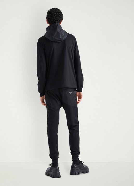 Prada Re-Nylon trackvest met capuchon en contrast - achterkant 3 zwart