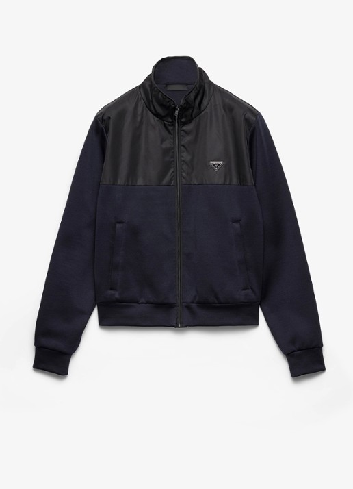 Prada Re-Nylon trackvest met ritszakken - voorkant donkerblauw