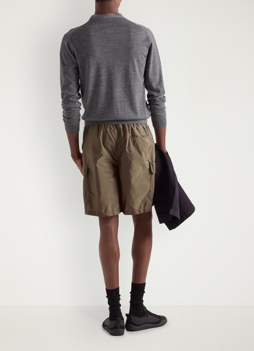 Prada Re-Nylon zwemshorts met klepzakken - achterkant bronsgroen