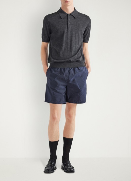 Prada Re-Nylon zwemshorts met steekzakken - voorkant 5 donkerblauw
