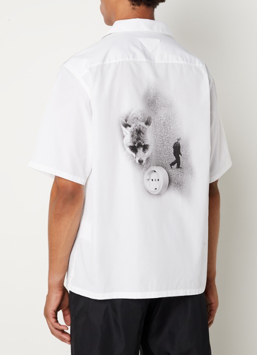 Prada Regular fit overhemd met logo- en backprint  - achterkant wit