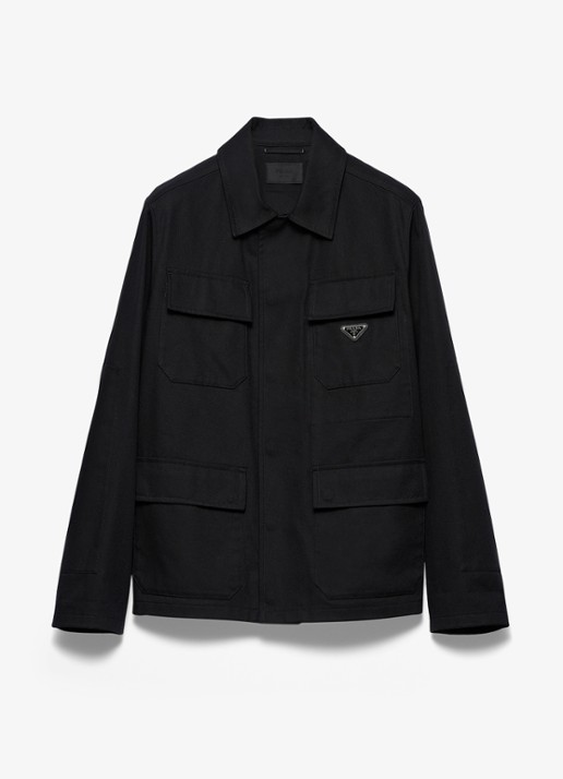 Prada Regular fit overshirt met klepzakken - voorkant zwart