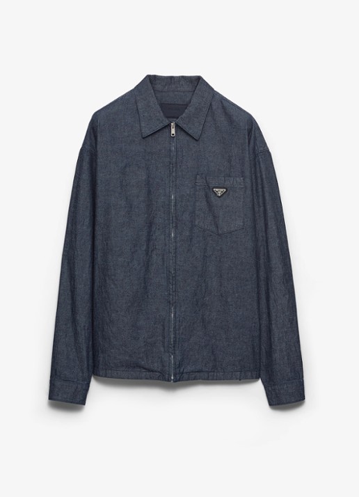 Prada Regular fit overshirt van chambray - voorkant 2 donkerblauw