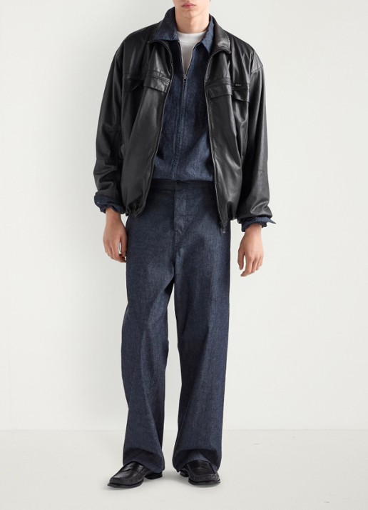 Prada Regular fit overshirt van chambray - voorkant 3 donkerblauw