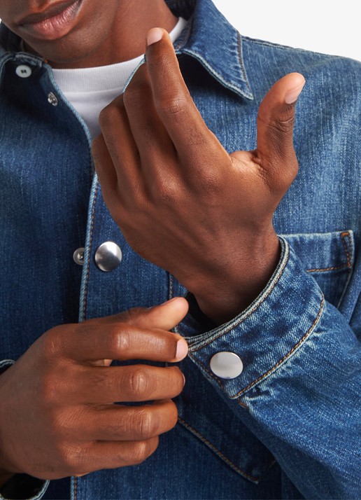 Prada Regular fit overshirt van denim met borstzak - detail 4 indigo