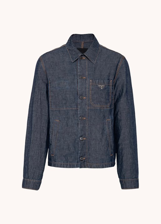 Prada Regular fit overshirt van denim met steekzakken - voorkant indigo