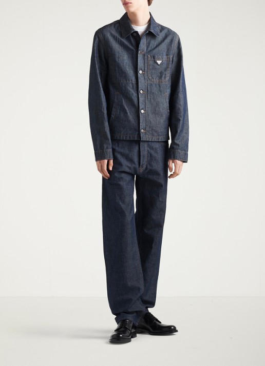 Prada Regular fit overshirt van denim met steekzakken - voorkant 2 indigo