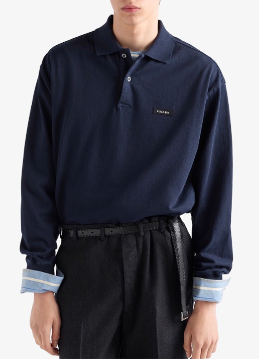 Prada Regular fit polo met logo - detail indigo