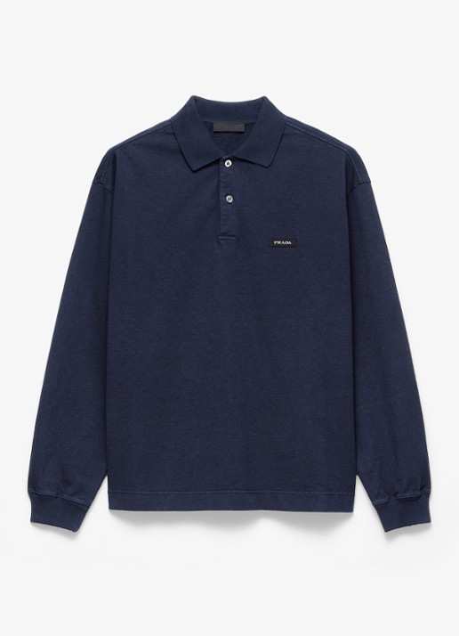 Prada Regular fit polo met logo - voorkant 5 indigo