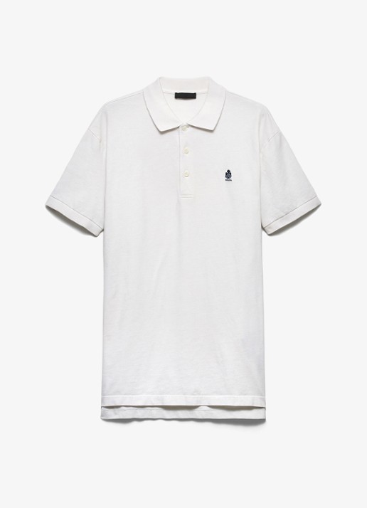Prada Regular fit polo met logoborduring - voorkant wit