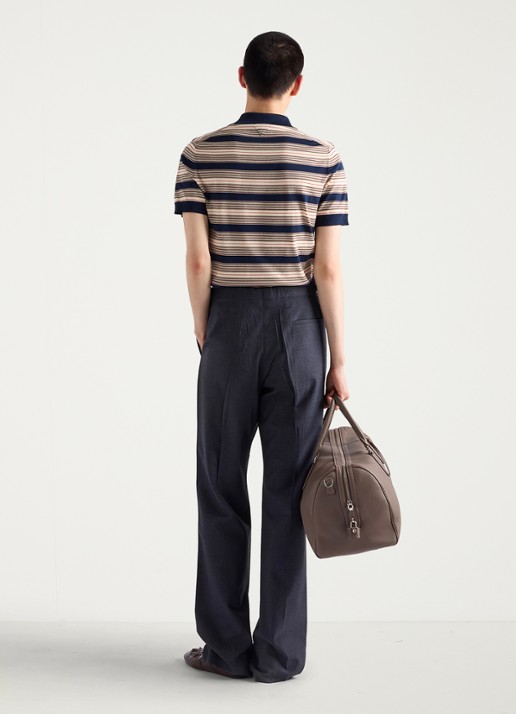 Prada Regular fit polo met streepprint - achterkant 3 donkerblauw