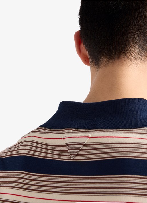 Prada Regular fit polo met streepprint - detail 2 donkerblauw