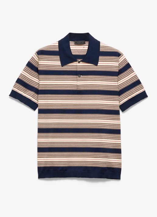 Prada Regular fit polo met streepprint - voorkant 4 donkerblauw