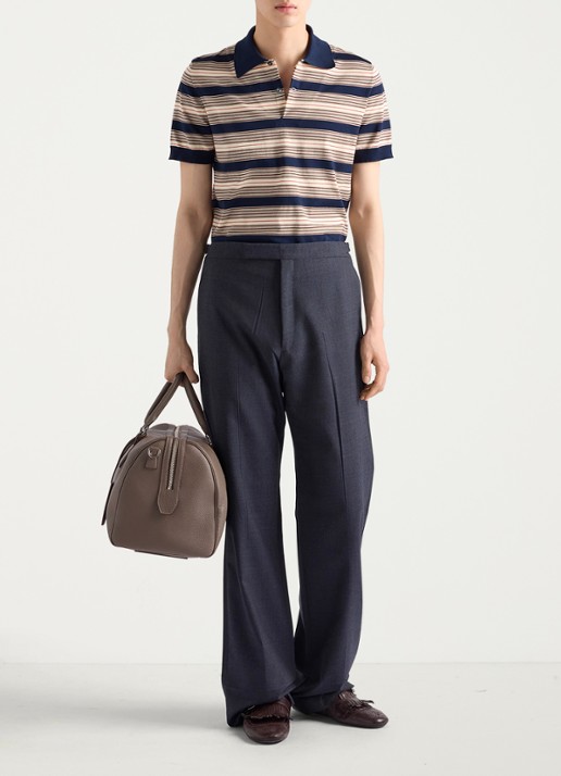Prada Regular fit polo met streepprint - voorkant 5 donkerblauw