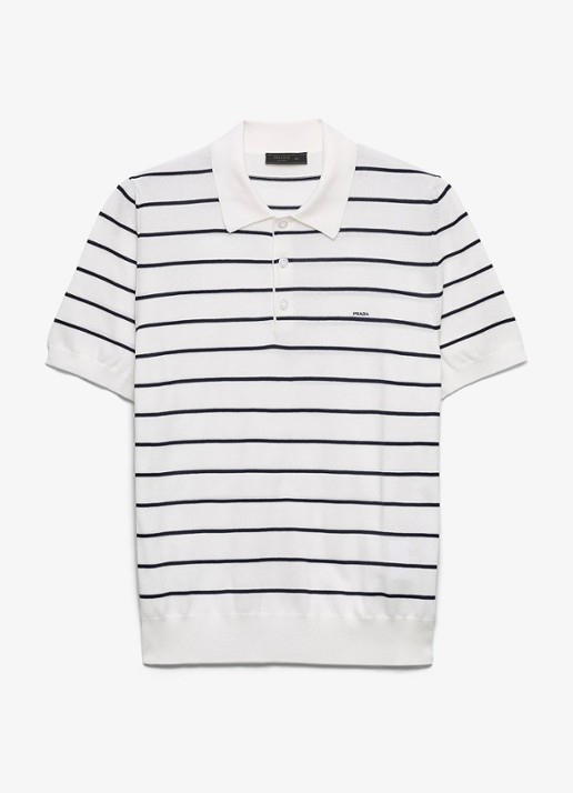 Prada Regular fit polo met streepprint - voorkant wit