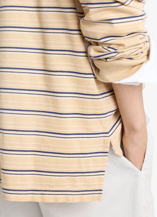 Prada Regular fit polo van piqué katoen met streepprint - detail 5 beige
