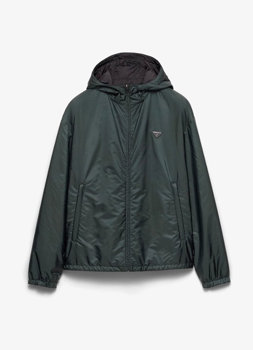 Prada Reversible Re-Nylon jack met ritszakken - voorkant groen
