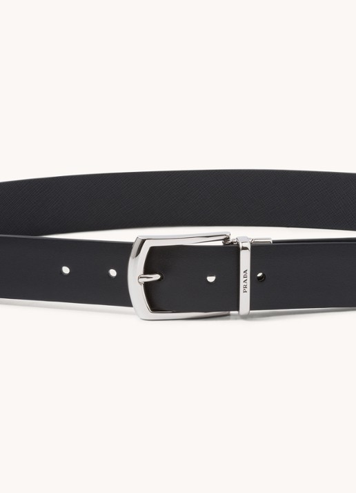 Prada Reversible riem van leer - achterkant 3 zwart