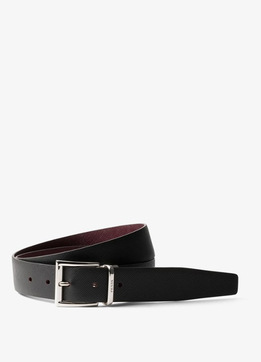 Prada Reversible riem van leer - voorkant diepzwart