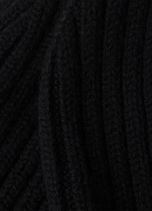 Prada Ribgebreide muts van scheerwol met logo - detail zwart