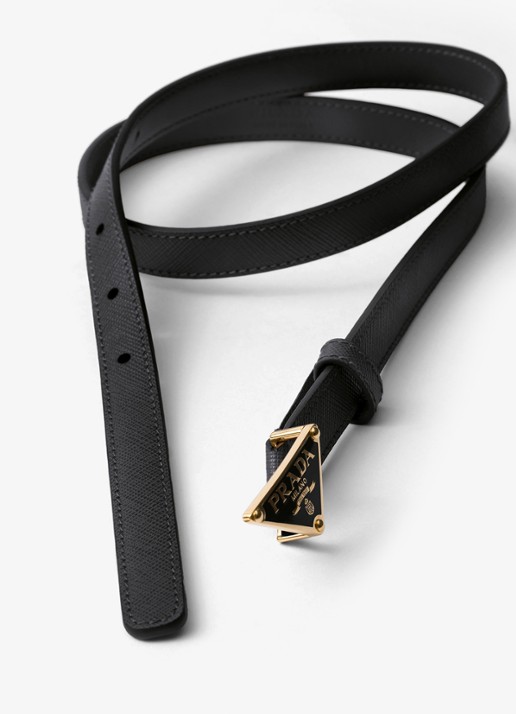 Prada Riem van kalfsleer met logo - voorkant 2 zwart