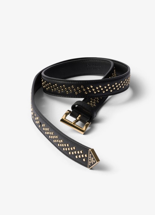 Prada Riem van kalfsleer met studs - voorkant 2 zwart