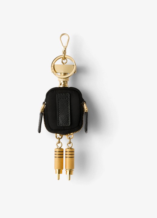 Prada Robot Re-Nylon tasbedel met logo - achterkant 3 zwart