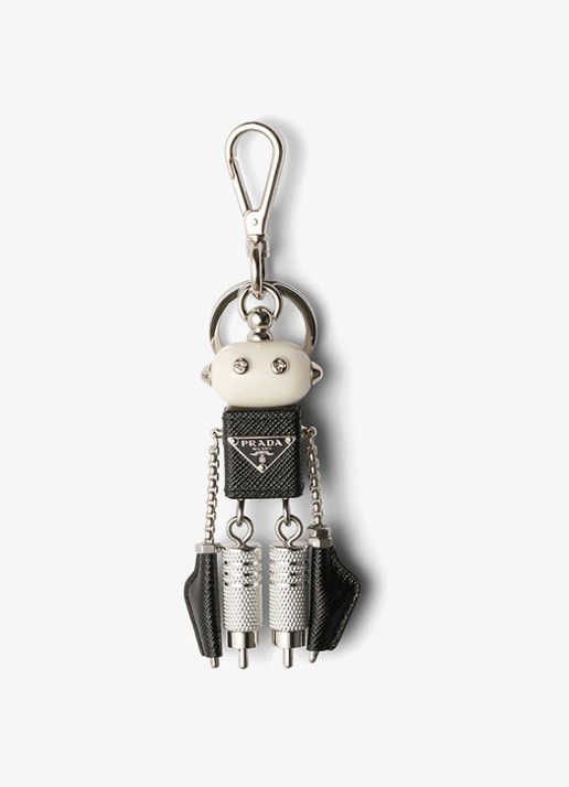 Prada Robot sleutelhanger met leren details