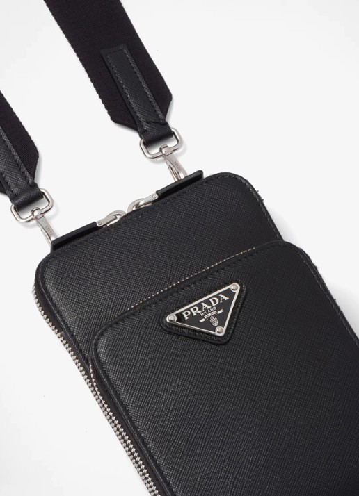Prada Saffiano crossbody telefoonhoes van leer - detail 4 zwart
