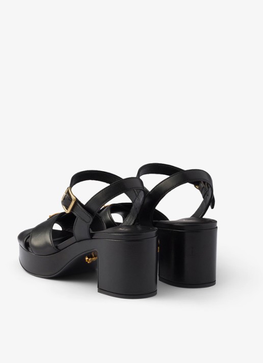 Prada Sandalette van lamsleer - achterkant 3 zwart
