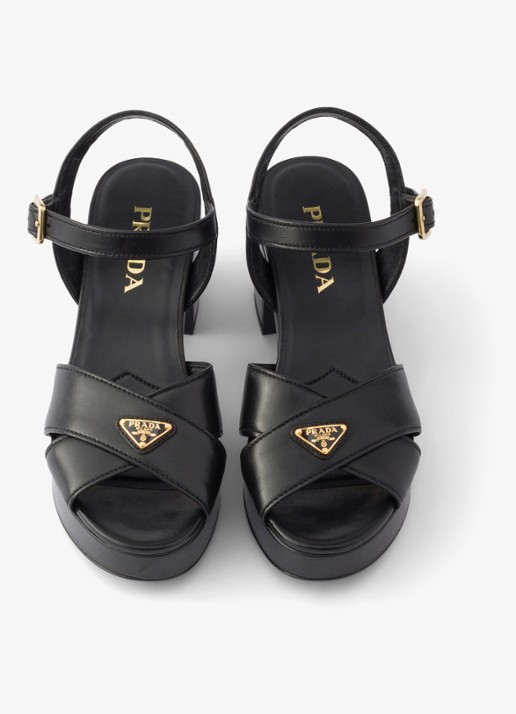 Prada Sandalette van lamsleer - detail 4 zwart