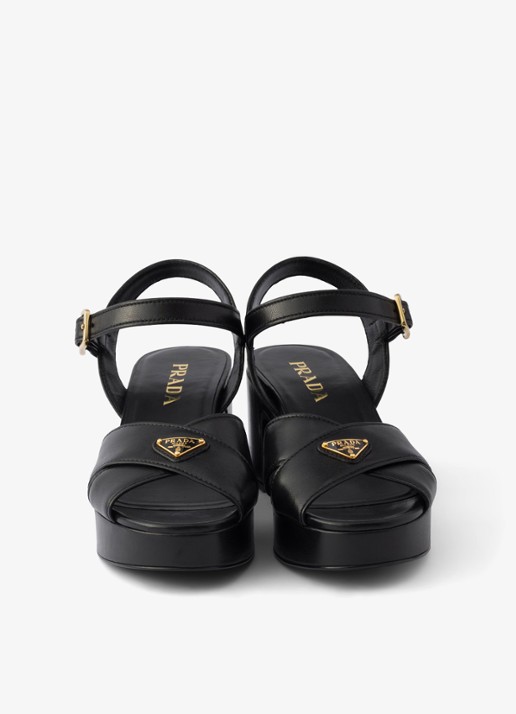 Prada Sandalette van lamsleer - detail 5 zwart