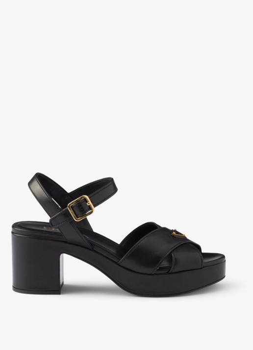 Prada Sandalette van lamsleer - voorkant zwart