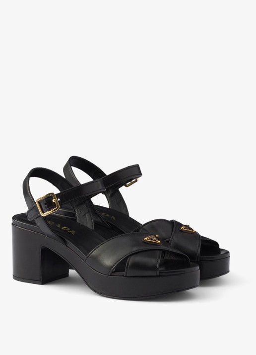 Prada Sandalette van lamsleer - voorkant 2 zwart