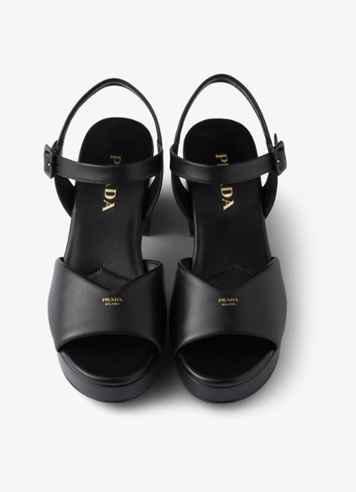 Prada Sandalette van leer - detail 4 zwart